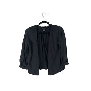 Lucky Brand Black Smocked Open Front Blouse Medium